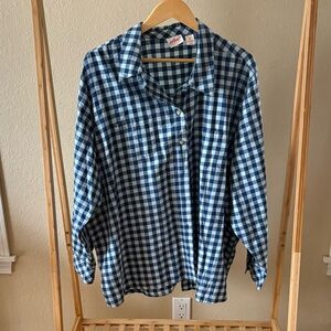 Chic | Cotton Blend | Checkered Button-Down Shirt | 3X Plus